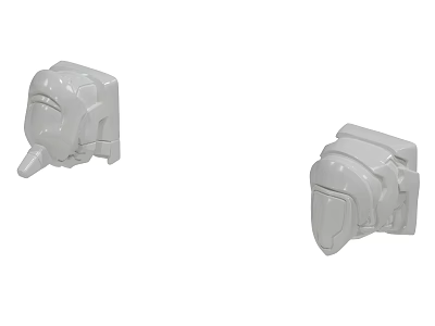 Two White Plastic Mechanical Parts With Curved Design And Connectors 3d model