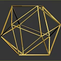 Elegant Golden Geometric Decorative Furniture Sculpture With Polyhedron Metal Wireframe Design