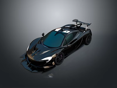 High Performance Black Supercar With Sleek Aerodynamic Design And Rear Spoiler 3d model