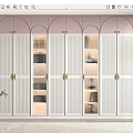 Elegant Modern Wardrobe With Sliding Glass Doors Gold Handles LED Lighting And Pink Backdrop