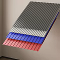 Gray White Blue Red Corrugated Awning Sheets Stacked In Indoor 3d model