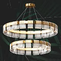 Modern Elegant Chandelier With Gold Frame And Crystal Glass Circular Design