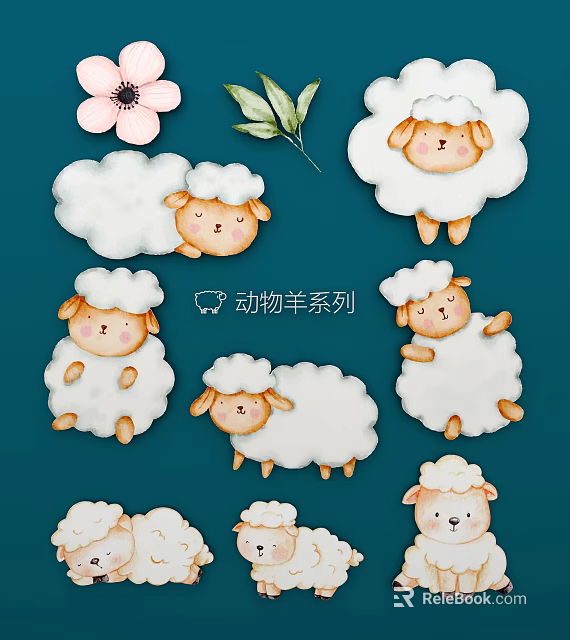 Cute Cartoon Animal Sheep Series Wall Decor with Adorable Design for Home Decoration 3d model 