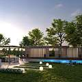 Modern courtyard courtyard landscape 3d model