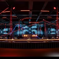 Modern Bar Interior Featuring Large Screen Displaying 9199 And Order Sign