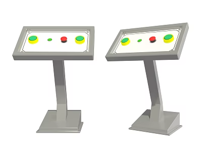 Industrial Equipment Control Panels Featuring Colorful Buttons And Metal Stands 3d model