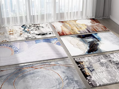 Square Rugs Featuring Abstract Art Patterns and Colorful Designs for Modern Home Decor 3d model