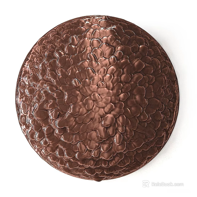 Decorative Round Copper Metallic Wall Decor With Hammered Textured Surface Design 3d model