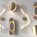 Modern Contemporary Brass Wall Lamps With Curved Shapes And LED Lighting Design