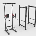 Red Padded Pull Up Station And Metal Squat Rack For Home Gym Fitness Equipment