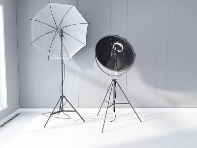 Professional Sports Equipment With Tripod Stand Reflective Umbrella And Circular Softbox 3d model