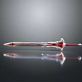 Silver Blade Red Hilt Decorative Sword On Black Background With Reflection 3d model