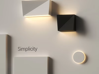 Simple Style Wall Lamps Geometric Square Black And Round White On White Wall Decoration 3d model