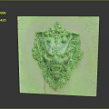 Ancient Ornate Bronze Mythical Creature Mask With Green Patina On Stone Background