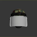 Camouflage Pattern Protective Helmet With Transparent Face Visor And Straps 3d model