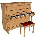 Wooden Upright Piano Musical Instrument with Black Padded Stool and Classic Design
