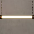 Long Metal Pendant Light With Hanging Chains Illuminated Bar Shape Minimalist Design Fixture
