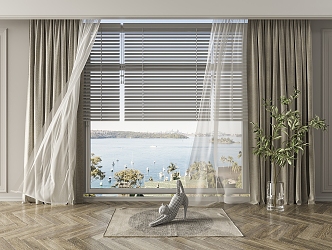 modern curtain gauze curtain 3d model