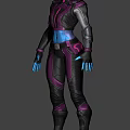 Game Movie Character Blue Skin Purple Black Combat Suit Full Body Design