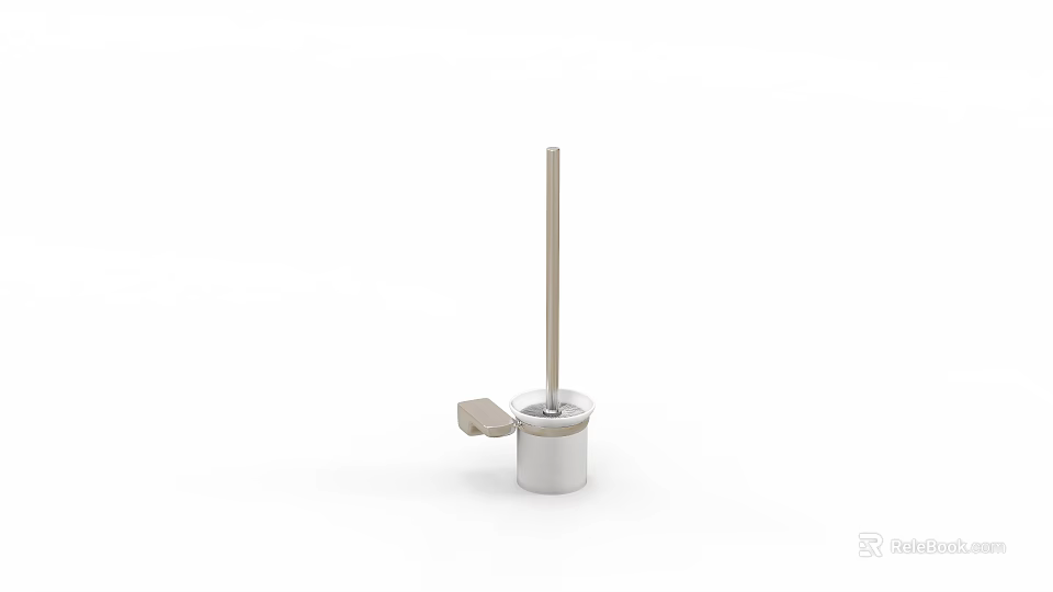 Sleek Modern Toilet Brush With Stainless Steel Handle And White Base 3d model 