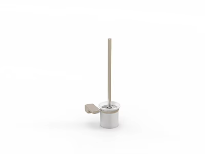 Sleek Modern Toilet Brush With Stainless Steel Handle And White Base 3d model