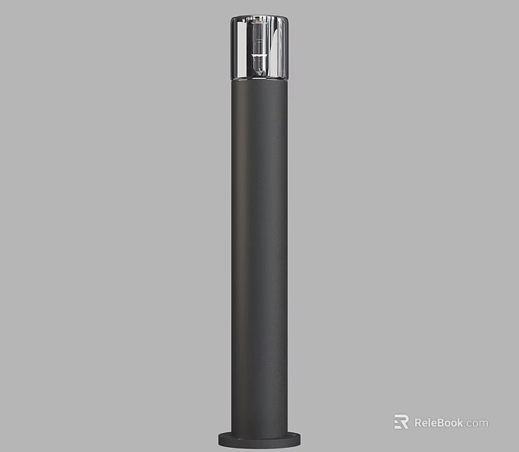 Modern Outdoor Light With Sleek Black Cylindrical Design And Transparent Top For Garden 3d model 