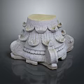 White Stone Carving Base With Intricate Lotus Petal Design And Classical Decorative Details
