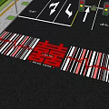 Garden Landscape With Colorful Zebra Crossing Red Double Happiness Symbol And Roadside Greenery