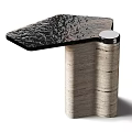 Unique Modern Coffee Table With Black Brown Tabletop And Cylindrical Stone Bases 3d model
