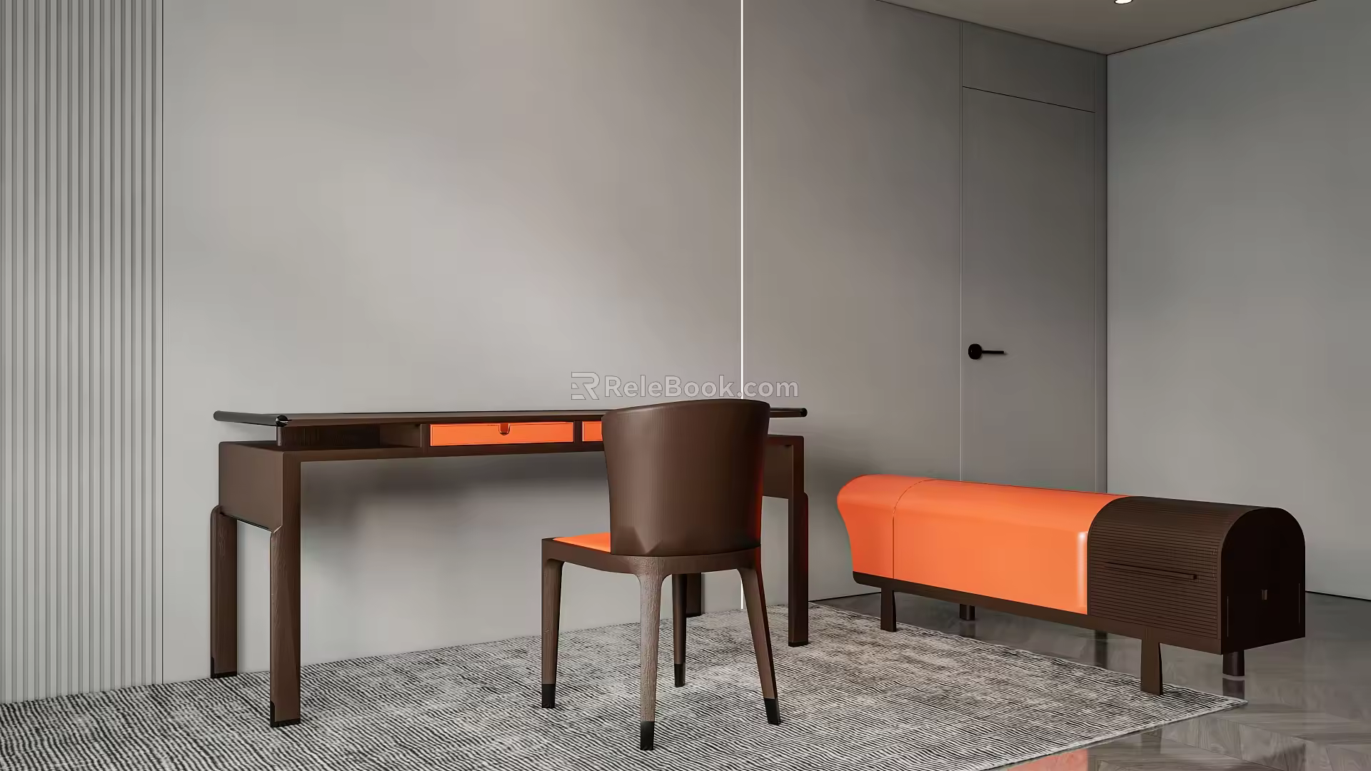 Modern desk and chair computer desk and chair desk and chair combination 3d model