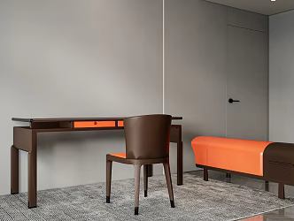 Modern desk and chair computer desk and chair desk and chair combination 3d model