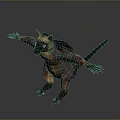 Exotic Animal with Extended Limbs Brown Pink Black Fur and Dynamic Stance Design