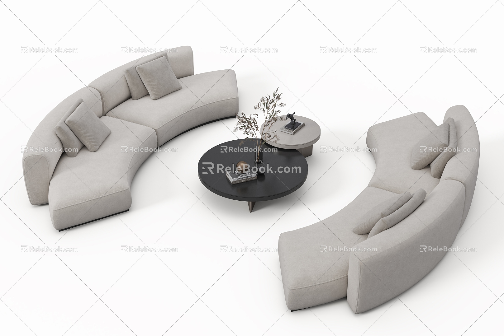 Modern Negotiation Sofa Coffee Table Combination Curved Sofa Shaped Sofa 3d model