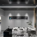 Modern Bar Interior With Gray Walls Marble Countertop Bar Stools And Wine Racks