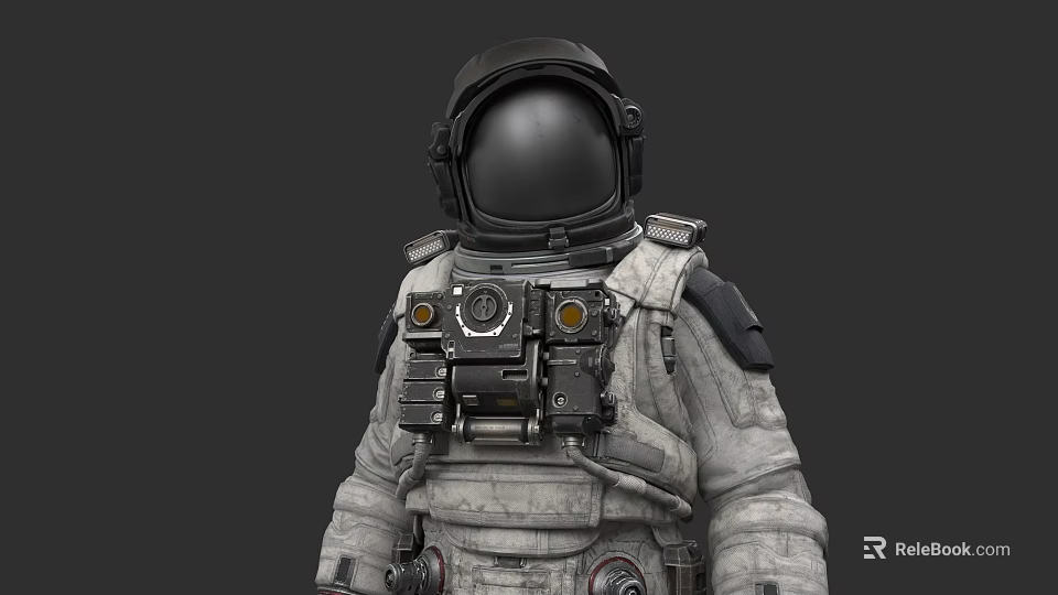 A Man in Astronaut Spacesuit With Black Helmet And Detailed Gear 3d model 