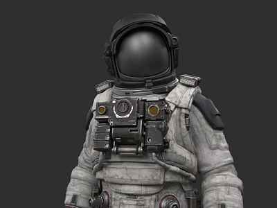 A Man in Astronaut Spacesuit With Black Helmet And Detailed Gear 3d model