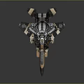 Fighter Jet With Unique Paint Design Black Brown Silver Color Scheme Detailed Wings Mechanical Patterns