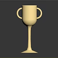 Golden Decorative Trophy With Two Handles And Tall Stem For Home Decor