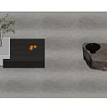 Modern Coffee Table with Glass Top Black and White Design Small Plant Books and Oranges