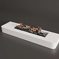 White Rectangular Decorative Fire Feature With Realistic Flame For Modern Home Interior 3d model