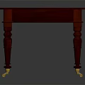 Red Rectangular Table with Elegant Wooden Legs and Golden Casters Classic Furniture Design