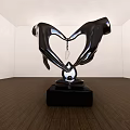 Black Hand Shaped Heart Design Decorative Ornament Set With Pendant And Base For Indoor