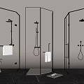 Shower Sauna Modern Design With Three Transparent Glass Enclosures And Shower Heads