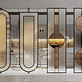 Modern partition glass screen partition 3d model