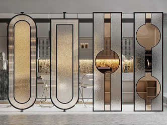 Modern partition glass screen partition 3d model