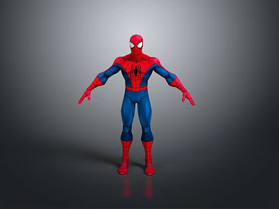 High Quality SpiderMan 3D Model In Red Blue Costume Standing Pose With Spider Logo 3d model