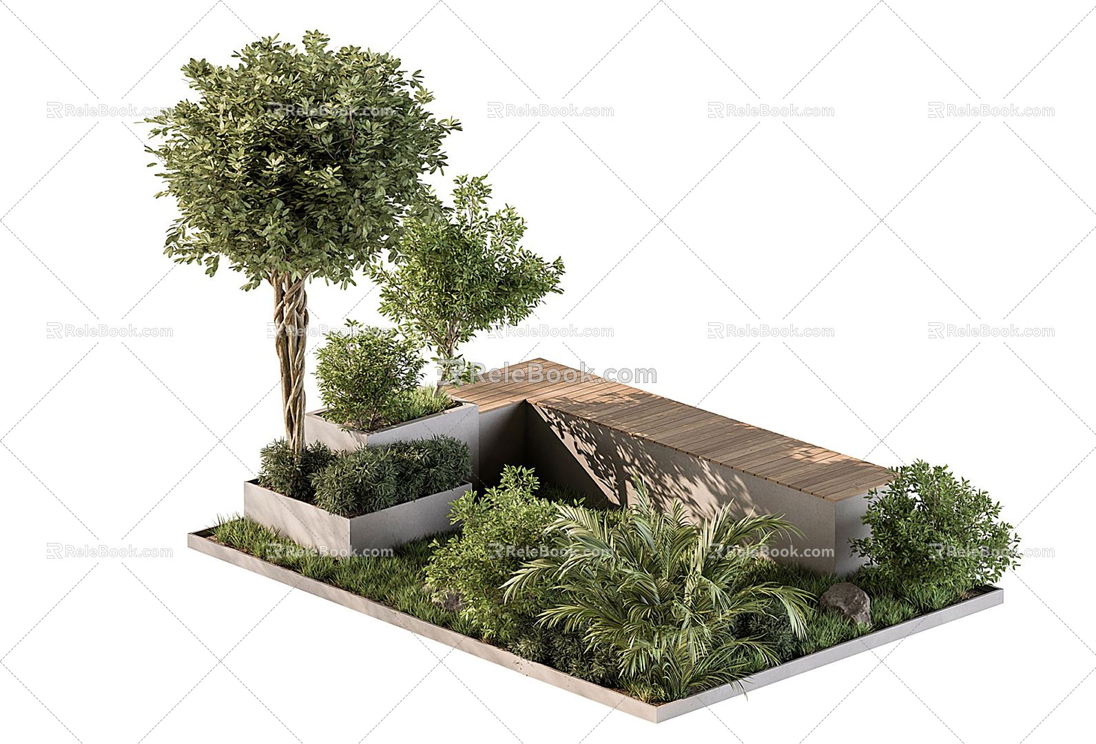 Modern Shrub Green Plant Flower Pond Outdoor Green Plant Green Plant Pool Plant Stack Tropical Plant Shrub Landscape Green Plant 3d model