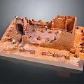 Detailed Ancient Scene Ruin Model With Brick Archway Scattered Stones And Small Figures