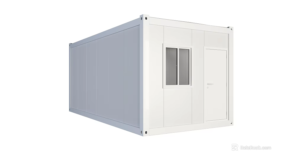 Construction Site Temporary White Container Facility With Door And Windows 3d model