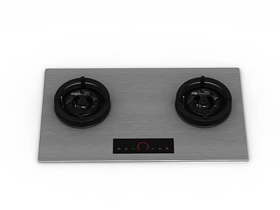 Stainless Steel Two Burner Gas Stove as Modern Kitchen Appliance with Control Panel 3d model